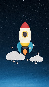 Space rocket mobile wallpaper, night sky background