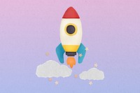 Space rocket background, pink sky