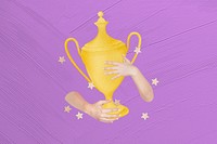 Success trophy purple background, achievement design