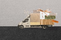 Delivery truck, paper collage