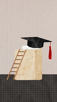 Graduation cap mobile wallpaper, cute education background