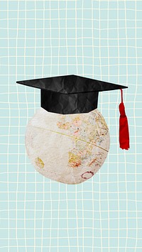 Graduation cap mobile wallpaper, cute education background