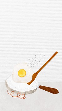Cute sunny-side up iPhone wallpaper, breakfast food background