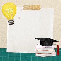 Graduation cap note paper, education collage