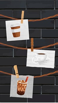 Coffee lovers aesthetic mobile wallpaper, food and drinks illustration