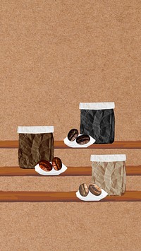 Aesthetic coffee bag mobile wallpaper, paper textured background