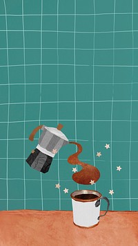 Coffee mobile wallpaper, cute moka pot