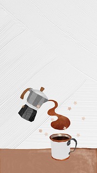 Coffee mobile wallpaper, cute moka pot