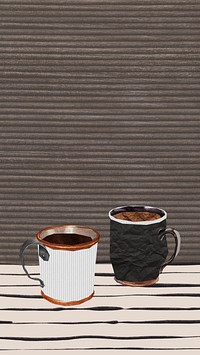 Morning coffee aesthetic phone wallpaper, vintage paper collage