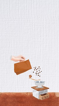 Coffee making aesthetic iPhone wallpaper, paper textured background