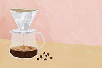 Drip coffee aesthetic background, cute paper collage
