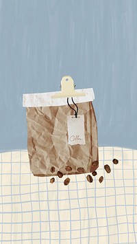 Aesthetic coffee bag mobile wallpaper, grid border background