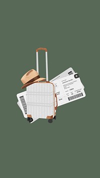 Aesthetic travel luggage iPhone wallpaper, cute paper collage