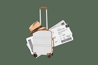 Aesthetic travel luggage background, cute paper collage