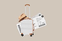 Aesthetic travel luggage background, cute paper collage