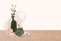 Pink knitting illustration border background