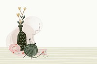 Green knitting illustration border background