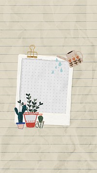 Cute plant lovers mobile wallpaper, instant film frame background