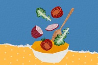 Cute healthy salad background, colorful food collage