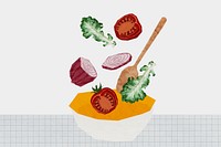 Cute healthy salad background, colorful food collage