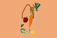 Healthy grocery bag, food collage element