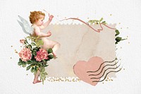 Valentine's cupid stamp, aesthetic paper  background