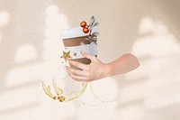 Holiday special coffee background, hand illustration