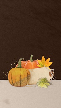 Aesthetic Autumn pumpkin iPhone wallpaper, seasonal collage background