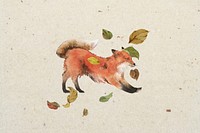 Autumn red fox, wild animal with falling leaves