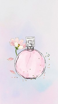 Floral perfume phone wallpaper, pink pastel background