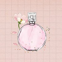 Pink floral perfume, beauty collage element