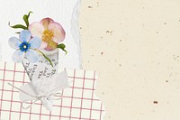 Flora beige background, aesthetic flower bouquet remix illustration