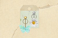 Daisy & butterfly earrings, Spring fashion remix illustration