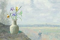 Iris in vase background, Spring remix illustration