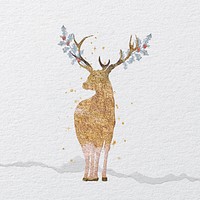 Gold stag deer silhouette, aesthetic animal