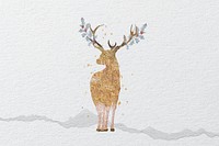 Gold stag deer silhouette, aesthetic animal