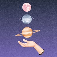 Space planets, creative galaxy collage