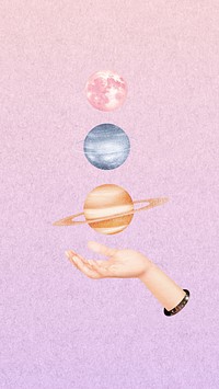 Space aesthetic iPhone wallpaper, pink sky background