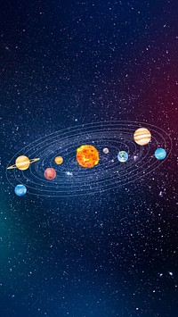 Aesthetic solar system phone wallpaper, cute galaxy background