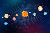 Aesthetic solar system background, cute galaxy illustration