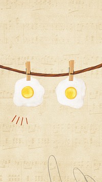 Cute fried eggs iPhone wallpaper, breakfast food background