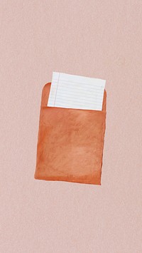 Open envelope phone wallpaper, pink paper textured background