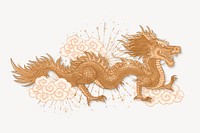 Chinese dragon, gold animal zodiac illustration