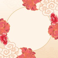 Chinese flower frame background, oriental aesthetic design