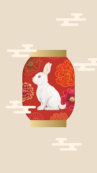 Chinese rabbit lantern iPhone wallpaper, New Year celebration background