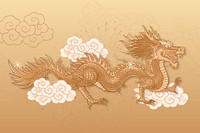 Gold Chinese dragon background, oriental mythical creature  illustration