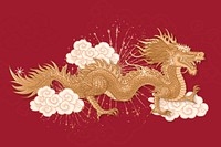 Red Chinese dragon background, oriental mythical creature illustration