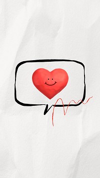 Love speech bubble phone wallpaper, white paper textured background