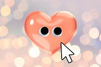 3D heart cartoon background, cute love graphic