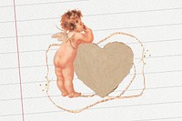 Cupid paper heart background, Valentine's celebration graphic